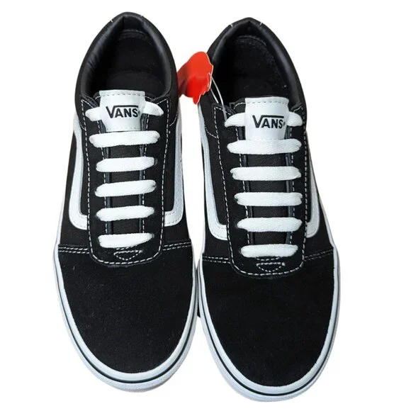 Vans NIB Youth 4 Black & White Ward Low Top Suede Lace Up Sneakers - Picture 9 of 10